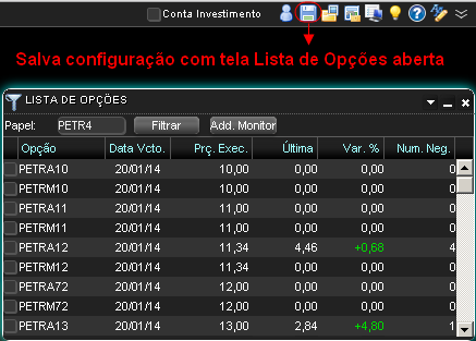 Exemplo para salvar configuração com tela de lista de opções aberta.